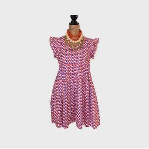 Awesome Printed Pink, Orange, & Periwinkle dress. Perfect addition for summer!